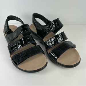 Clarks Leisa Melinda Black Faux Leather Croc Sandal Women’s 11M Slingback